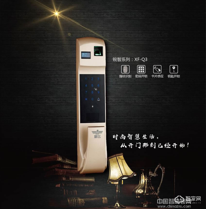 新飞双重验证指纹锁 密码锁刷卡锁 铝合金材质
