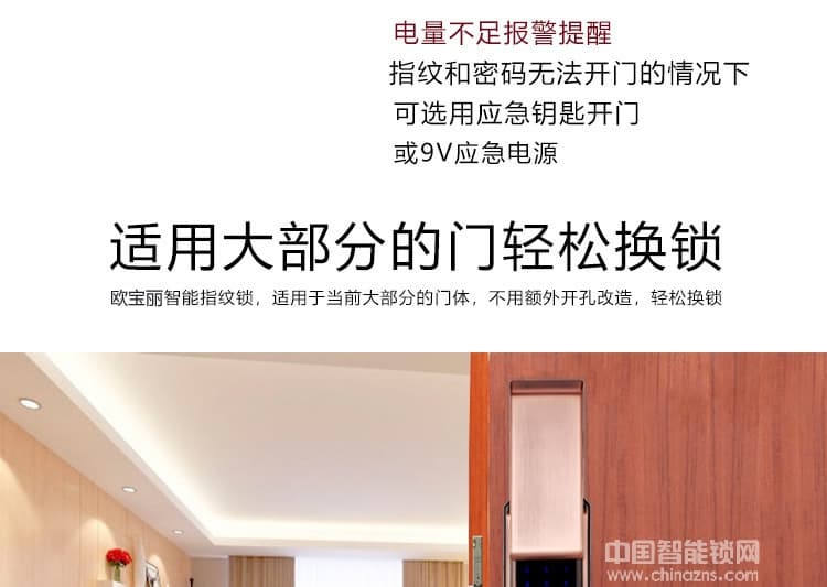 欧宝丽智能锁 滑盖AI智能锁密码指纹锁 远程控制智能锁